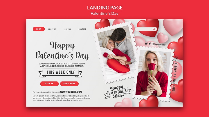 san valentín landing page